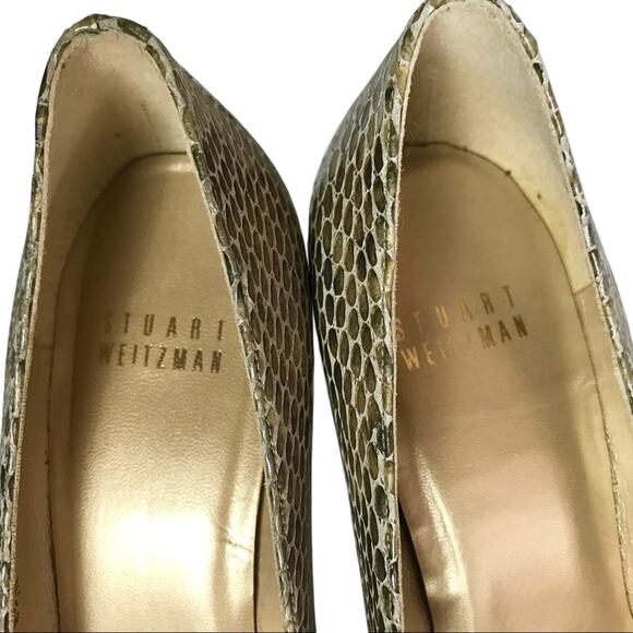 Stuart Weitzman Women's 8.5 N Leather Snakeskin Ultra High Heel Pumps Shoes - Picture 2 of 8